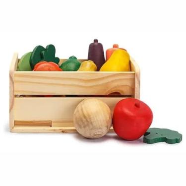 Imagem de Brinquedo Infantil De Madeira Caixa De Frutas E Verduras