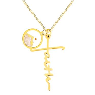 Imagem de Vivaday Colar com cruz de fé e semente de mostarda | Joias religiosas cristãs com símbolo de Jesus | Presente inspirador para mulheres, adolescentes, amigas, mãe, avó, Medium, Aço inoxidável, Sem