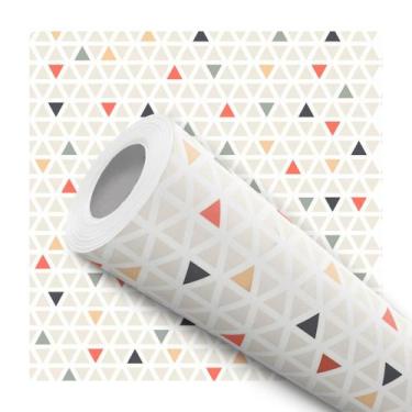 Imagem de Papel De Parede Adesivo Lavável Geométrico Triângulo Bege Colorido Min