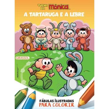 Imagem de Turma Da Mônica - Fábulas Ilustradas Para Colorir - a Tartaruga e a Lebre