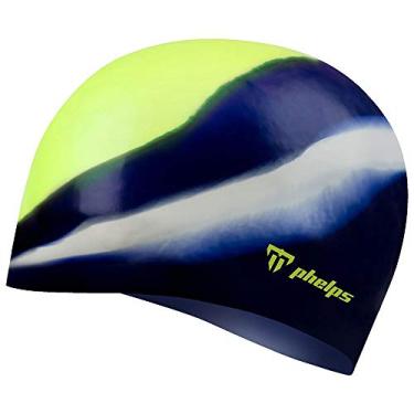 Imagem de Touca de Silicone Phelps Classic Jr Neon/Marinho/Branco