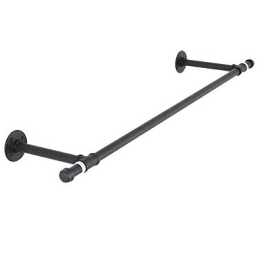 Imagem de CUTPOIY Vareta suspensa de ferro montada na parede, suporte de exibição de roupas, cabideiro comercial para loja de roupas, preto-90 cm, 110 cm (tamanho: 9025 cm) (110 * 25 cm)