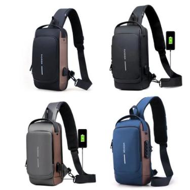 Imagem de Mochila de Ombro Transversal Compacta Unilateral USB Trava de Código R