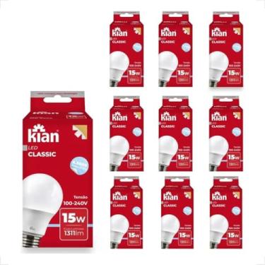 Imagem de Kit 10 Lâmpadas LED 15W Bivolt 6500K (Branco Frio) 1311 lm, Soquete E27, Baixo Consumo – Uso Residencial e Comercial