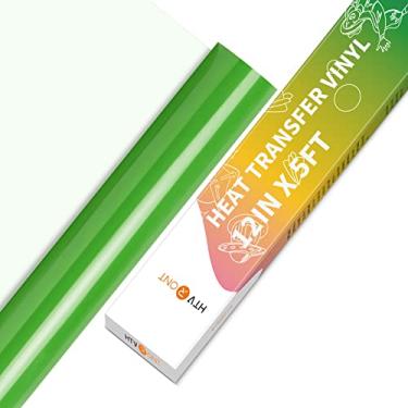 Imagem de HTVRONT Rolos de Vinil Htv Vinil de Transferência de Calor - 12 "X 5 Pés Verde-Maçã Vinil Htv para Camisas, Ferro Em Vinil para Todas As Máquinas de Corte - Fácil de Cortar e Remover Ervas Daninhas Pa