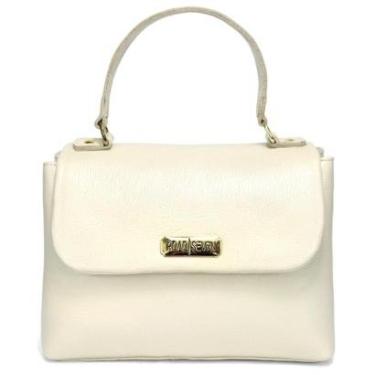 Imagem de Bolsa Feminina em Couro Legitimo Pequena Alça de Mão e Transversal Off white Road Seven-Feminino