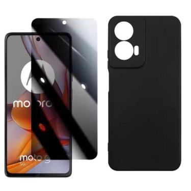 Imagem de Capa Preta Para Moto G35 + Película de Privacidade - Armyshield