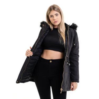 Imagem de Parka Dupla Face Feminina Casaco De Frio Intenso P/ Neve - bella, Pret