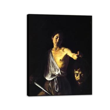 Imagem de David with the Head of Goliath by Caravagio Impressão em tela arte de parede famosa reprodução de pintura barroca impressão perfeita para decoração de casa ou escritório 80 x 60 cm (32 x 24 polegadas)