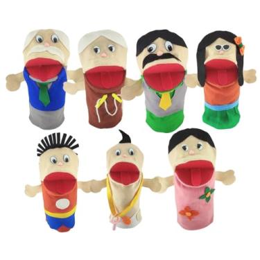 Imagem de Fantoches De Mão Família Branca - Kit 7 Personagens 25cm