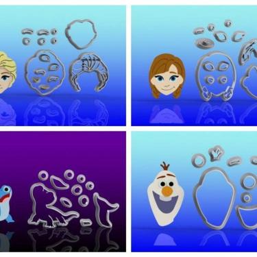 Imagem de Cortador Kit Frozen Ana Elsa Olaf e Bruni Modulares Tamanho 5cm