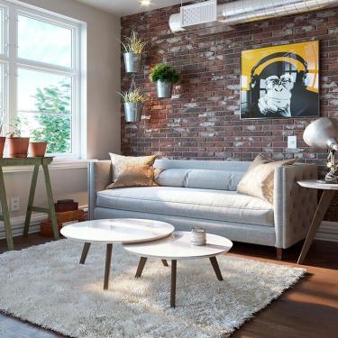 Imagem de Kit Mesa De Centro Ambiente Classic Redonda Off White - Imcal
