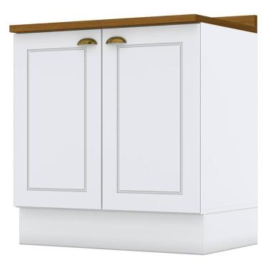 Imagem de Balcão 2 Portas 80 Cm Nova York Branco Com Tampo Nature – Henn