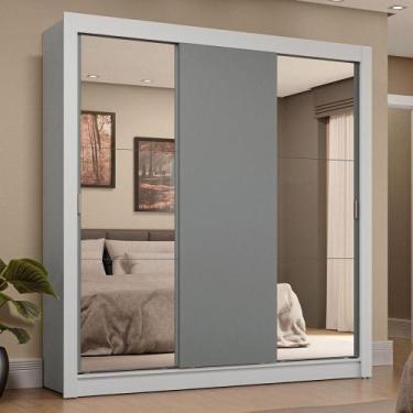 Imagem de Guarda-roupa Casal 3 Portas Correr 4 Gavetas Branco/Cinza - MADESA