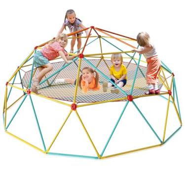 Imagem de Baotree Cúpula de escalada de 3 m com rede de carga de escalada, academia de selva ao ar livre para crianças - suporta 453 kg - estrutura de brinquedo ao ar livre de metal antiferrugem aprovada pela