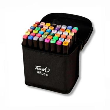 Imagem de Kit Estojo Canetinhas Ponta Dupla Marcador Permanente Touch Marker 24/