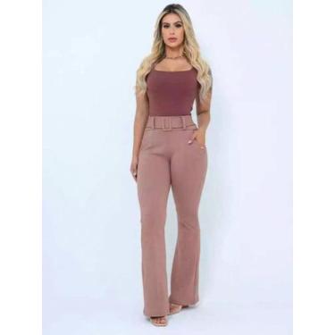 Imagem de Linda Calça Social Luxo/ Flare com Elastano/Detalhe de Cinto Embutido/