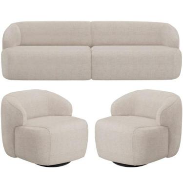 Imagem de Sofá 4 Lugares Curvo Orgânico com 02 Poltronas Para Sala Living 280cm 