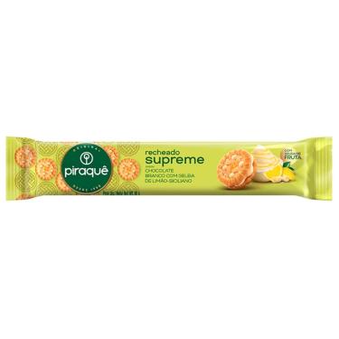 Imagem de Biscoito Piraquê Supreme Sabor Geleia de Limão Siciliano 80g Biscoito Piraquê Supreme Sabor Chocolate Branco Com Geleia de Limão Siciliano 80g