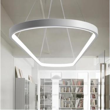 Imagem de Lâmpada Pendente Led Mesa De Jantar Lâmpada Oval Regulável Com Controle Remoto Lâmpada Pendente Lâmpada De Mesa De Jantar Moderna Candelabro Ajustável Em Altura, White, L90cm，41W