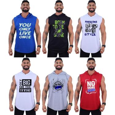 Imagem de Kit 6 Regatas Longline Machão Com Touca Masculina MXD Conceito Sport Fitness-Masculino
