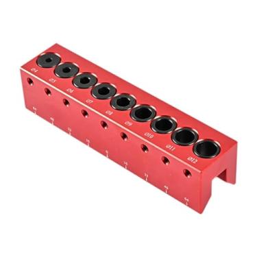 Imagem de KAIYUEMAOYI Guia de perfuração Gabarito de cavilhamento para furos retos Acessório portátil de liga de alumínio de perfuração Localizador de furos de