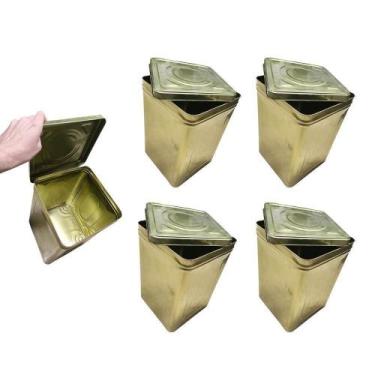 Imagem de 4 Lata Vazia 18l Bocaço Artesanato Alimento Banha Tinta Agua - Parafut