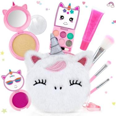 Imagem de Conjunto de maquiagem PERRYHOME Cute Kids Unicorn com mini bolsa de mo