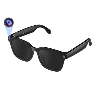 Imagem de Yeabomy Óculos inteligentes Al, câmera HD 1080p com recursos de música e chamadas, óculos Bluetooth Ai para gravação remota de vídeo, controle de voz, com armazenamento de 32 GB para viagens, esportes