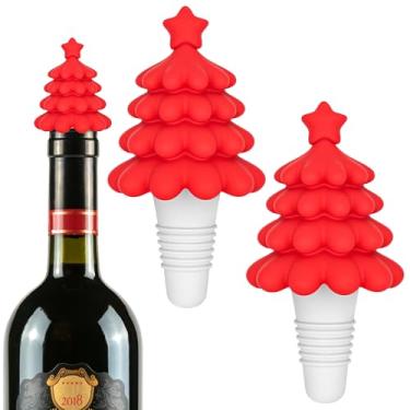 Imagem de JANKINGS Rolhas de vinho para árvore de Natal – Rolha de garrafa reutilizável fofa para vinho, suprimentos para festas de fim de ano, economia de vinho decorativa divertida para presentes de Natal e
