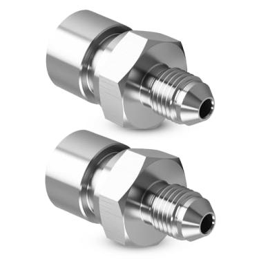 Imagem de 2 peças 3AN macho para M10 x 1,0 alargador invertido fêmea adaptador de linha de freio adequado para linhas de freio de 9,5 mm (3/40.6 cm), linhas de embreagem, turbocompressor, fornecimento de óleo