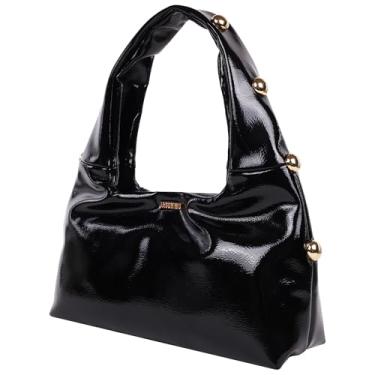 Imagem de Jason Wu Bolsa de ombro cravejada, bolsa de mão de alto brilho com alça esculpida e fecho magnético, preta