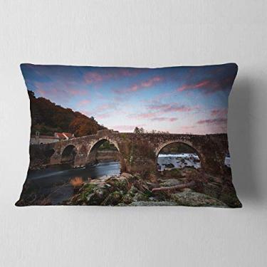 Imagem de Ponte Romana Antiga Designart na Espanha Paisagem Foto Sala de Estar Lombar, Sofá, Travesseiro + Capa de Almofada Impressa em ambos os lados 30 x 50 cm