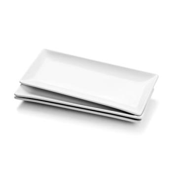 Imagem de Miicol Conjunto de 4 pratos retangulares grandes de 35,5 cm, pratos de cerâmica branca para restaurante para festas, almoço, carne, sobremesa, aperitivo, sushi. Pode ser lavado na máquina de lavar louça, micro-ondas e forno, empilhável