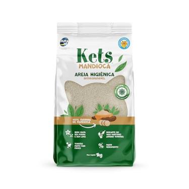 Imagem de Areia Higiênica Granulado de Mandioca, Pacote com 1kg, Linha Kets, Alfapet.