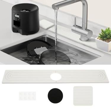 Imagem de Tapete de torneira de pia de cozinha torneira de pia de diatomita protetor de respingos bandeja de pia de pedra absorvente de água secagem rápida sabão esponja almofada de pia torneira tapete de