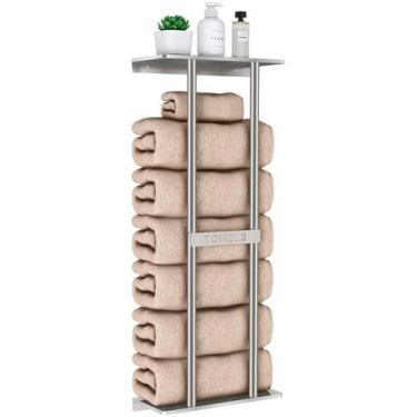 Imagem de Armazenamento de toalhas de banheiro STWWO Wall Rack de 30 cm de níque