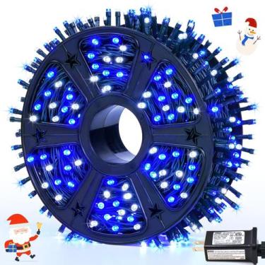 Imagem de Luzes de corda JMEXSUSS 500 LED azul e branco 53m ao ar livre