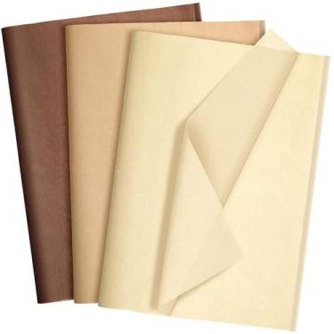 Imagem de Papel de seda Fuutreo 300 folhas 35x50cm Embrulho Kraft Marrom