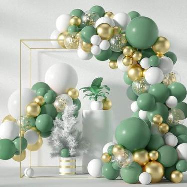 Imagem de Kit de Arco de Guirnalda de Globos CANREVEL 125 piezas Verde Salvia Or
