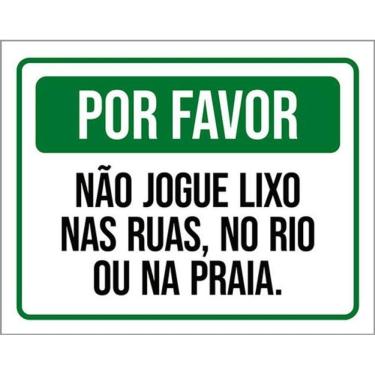 Imagem de Kit 3 Placas Por Favor Não Jogue Lixo Ruas Rio Praia