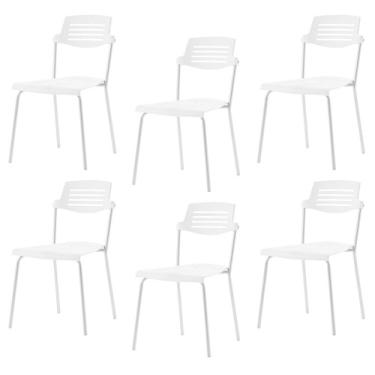 Imagem de Kit 6 Cadeiras Base Tubular Fixa Clean - Prima Design