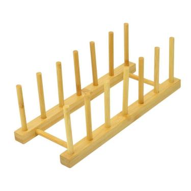Imagem de Suporte Escorredor Organizador Multiuso Bambu Pratos Copos