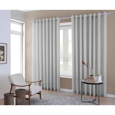 Imagem de Cortina Beatriz Blackout com Voil Xadrez 1,80m x 2,80m, Forro em PVC que Bloqueia 100% da Luz e Raios UV, Protege Móveis e Piso, Design Elegante e Sofisticado, Pronta para Instalar – MC Cortinas