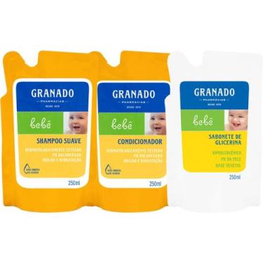 Imagem de Kit Refis Granado Tradicional Bebê Shampoo + Condicionador + Sabonete 