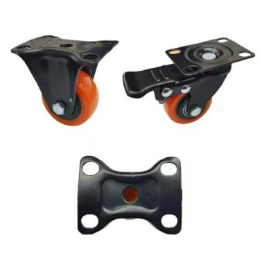 Imagem de Kit 4 Rodas Rodízios Giratórios 2 Polegadas Resistentes Duraveis Rodinhas Para Moveis C/Freio Ideal Mesas Carrinhos