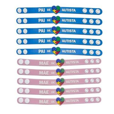 Imagem de Kit de 10 pulseiras pai e mãe de autista identificação autismo com reg
