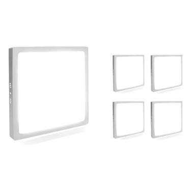 Imagem de Kit 5 Plafon Sobrepor 25W 21X21 Quadrado 6500K Branca Frio B
