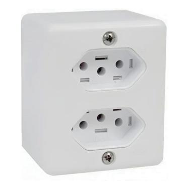 Imagem de Tomada Dupla 10A Ou 20A Sistema X Caixa Sobrepo 10A Branco