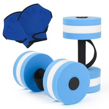 Imagem de NEAGLORY Conjunto De 6 Peças Para Exercícios Aquáticos, Conjunto De Hidroginástica, Equipamento De Ginástica Para Piscina, Halteres De Espuma Para Água, Manguitos Aquáticos Para Natação, Luvas De N